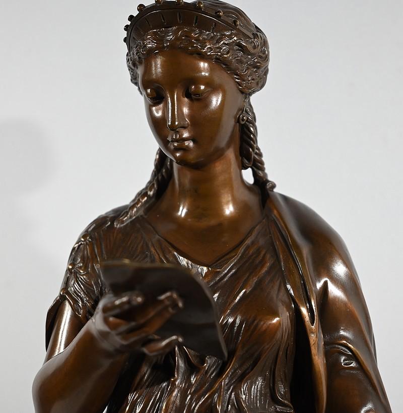 Importante sculpture en bronze La lettre de J-L. Grégoire - Fin du XIXe siècle en vente 3