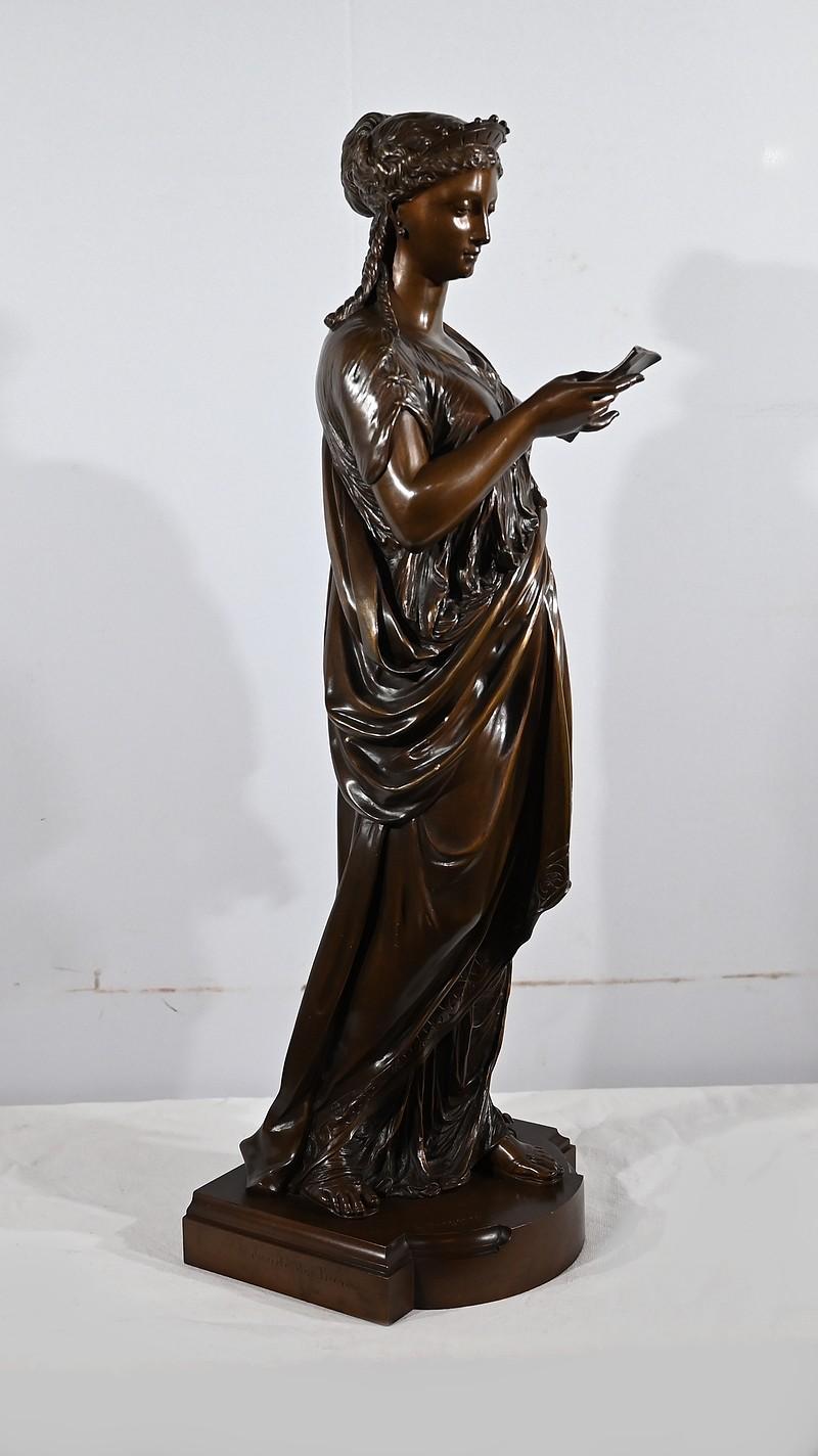 Importante sculpture en bronze La lettre de J-L. Grégoire - Fin du XIXe siècle en vente 4