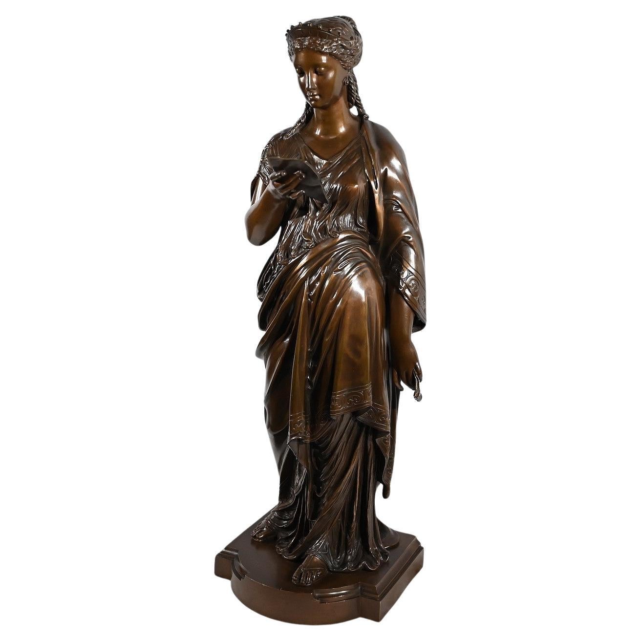 Importante escultura de bronce "La Carta" de J-L. Grégoire - Finales del siglo XIX