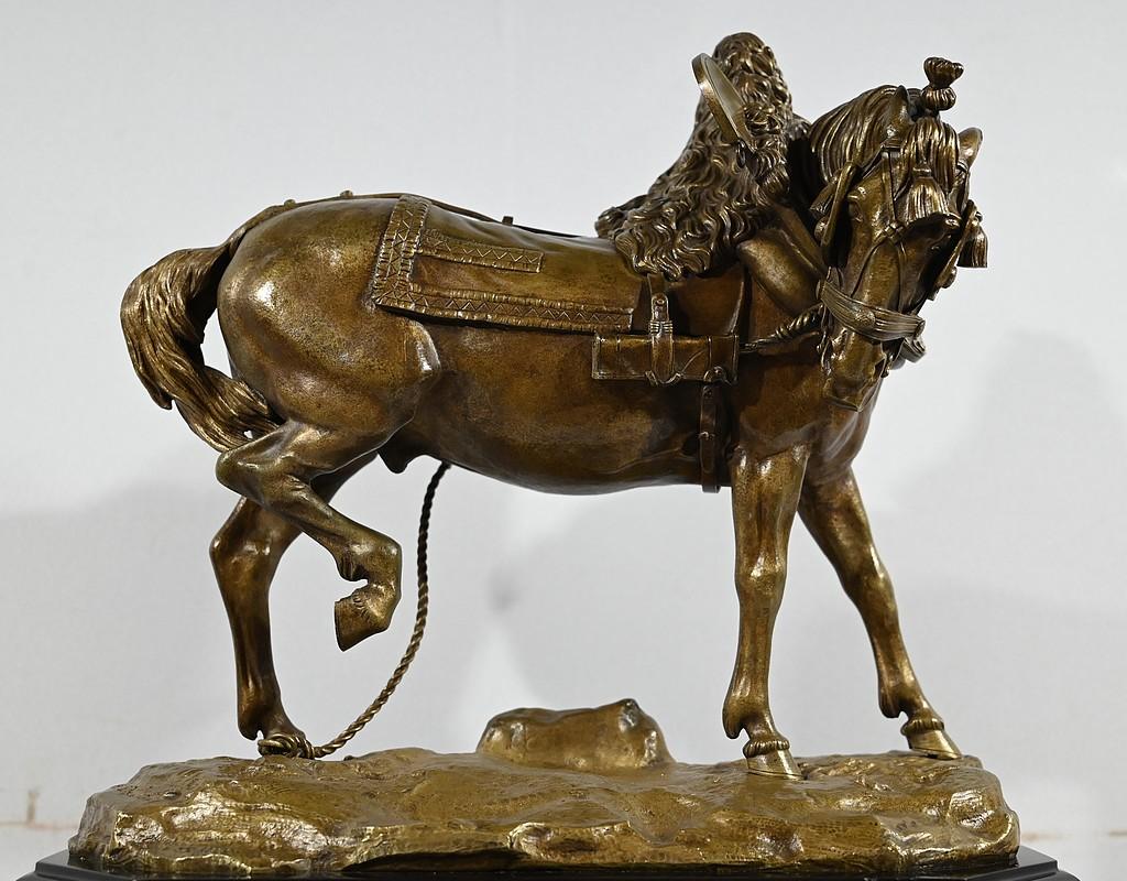 Important Bronze sculpture “The Draft Horse” by T. Gechter – 1841 In Good Condition For Sale In HÉRIC, FR
