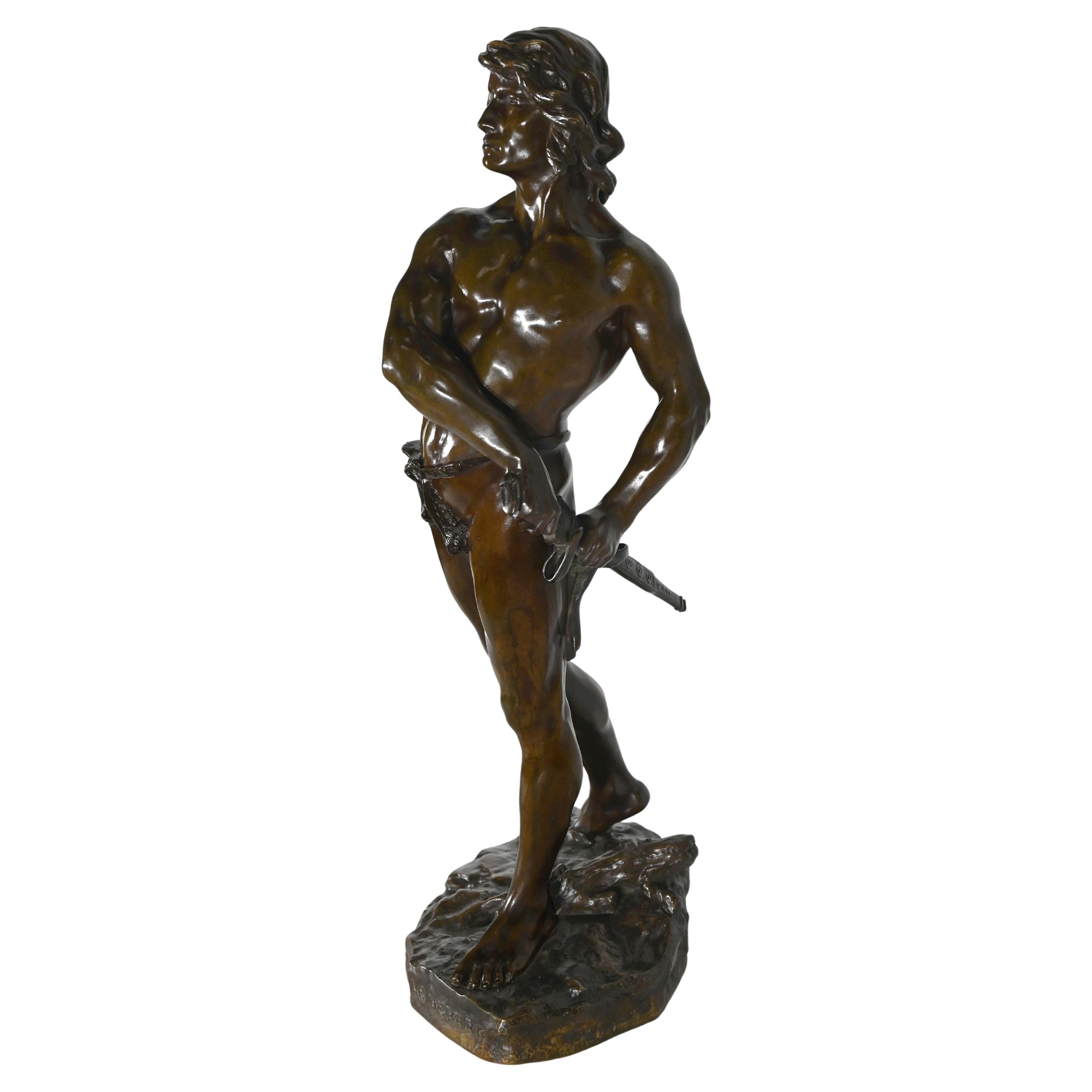 Importante escultura de bronce "La partida", firmada V. Tournier - s. XIX