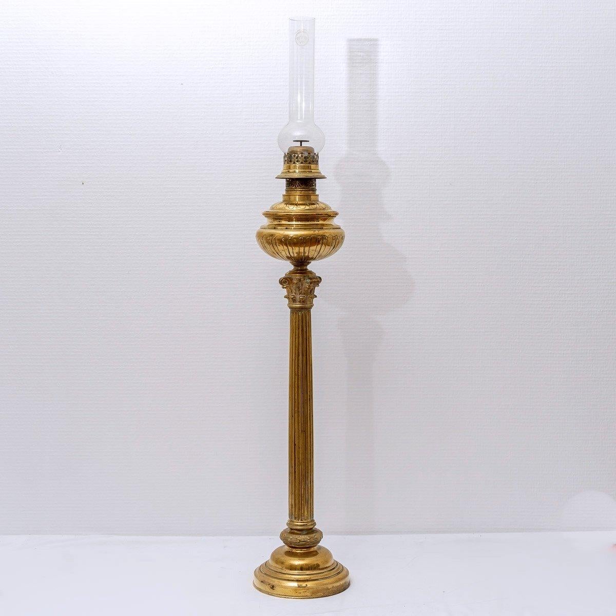 XIXe siècle Importante lampe à huile en bronze - XIXème siècle - Napoléon III en vente