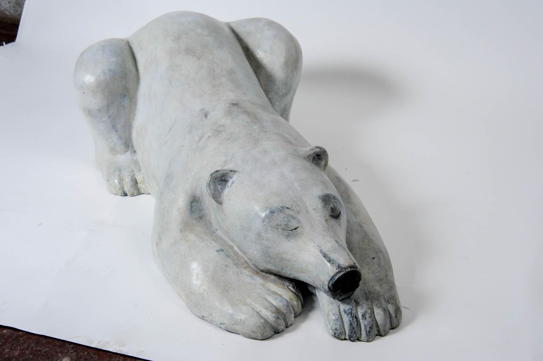 Fantastic polar bear in solid bronze
Signed but unreadable
Would be fantastic in your mansion in Aspen.
 