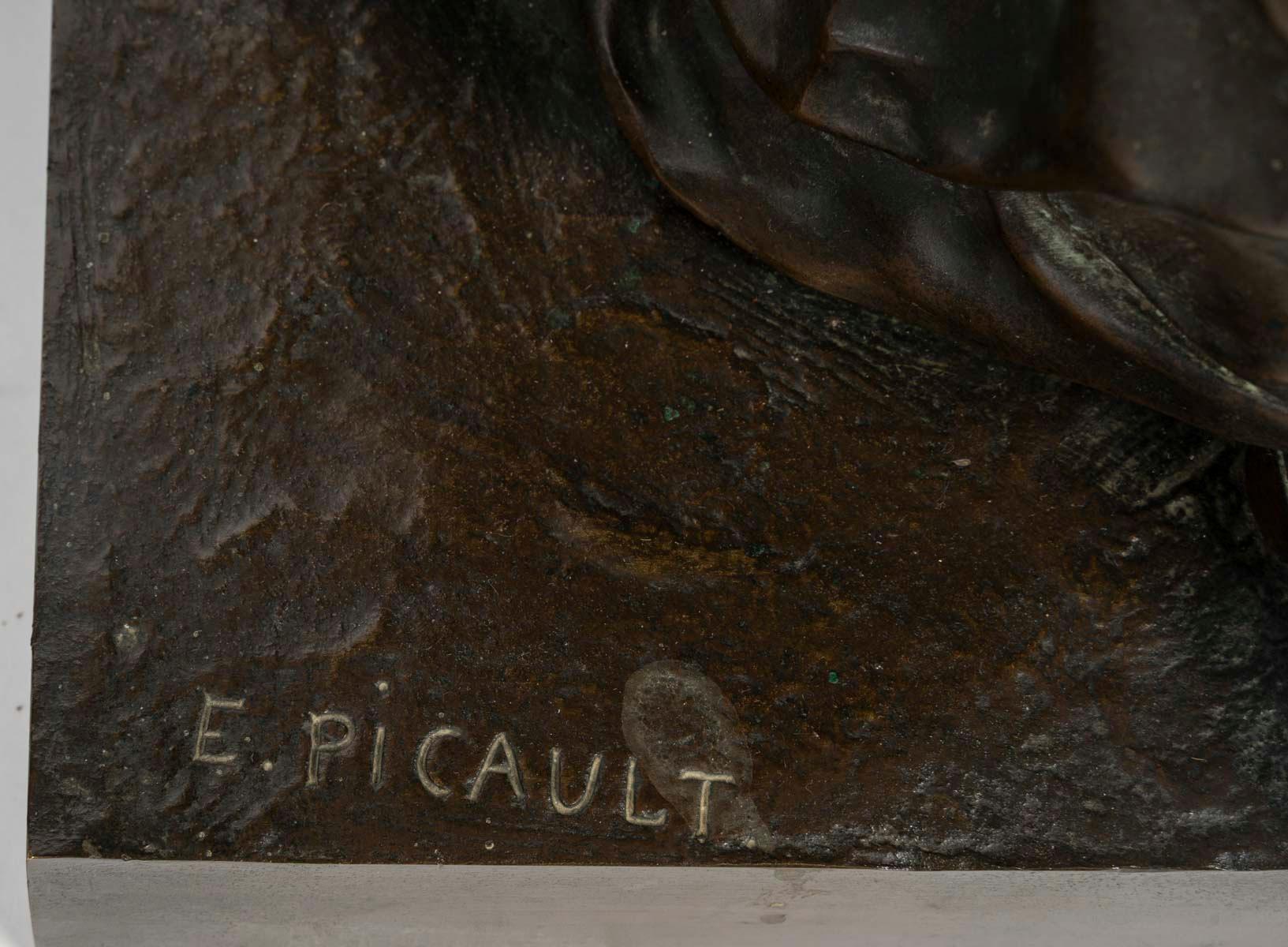 Important Bronze Sculpture by E.Picault, Napoleon III Period, 19th Century. 7