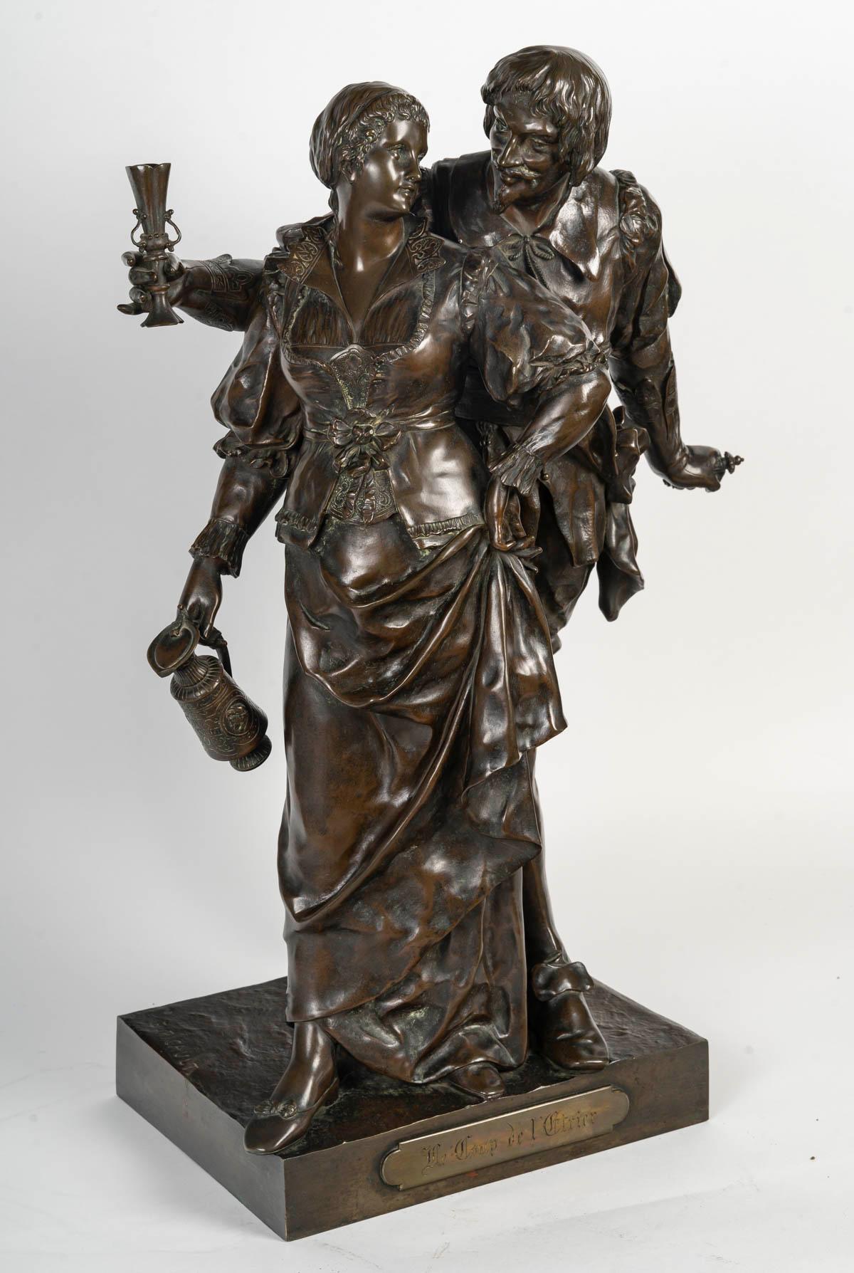 Important bronze sculpture by E.Picault, Napoleon III period, 19th century.

Bronze sculpture from the Napoleon III period, 19th century by E.Picault, entitled ‘Le coup de l'Etrier’, very fine chasing and patina of the bronze.
H: 64cm, W: 51cm, D: