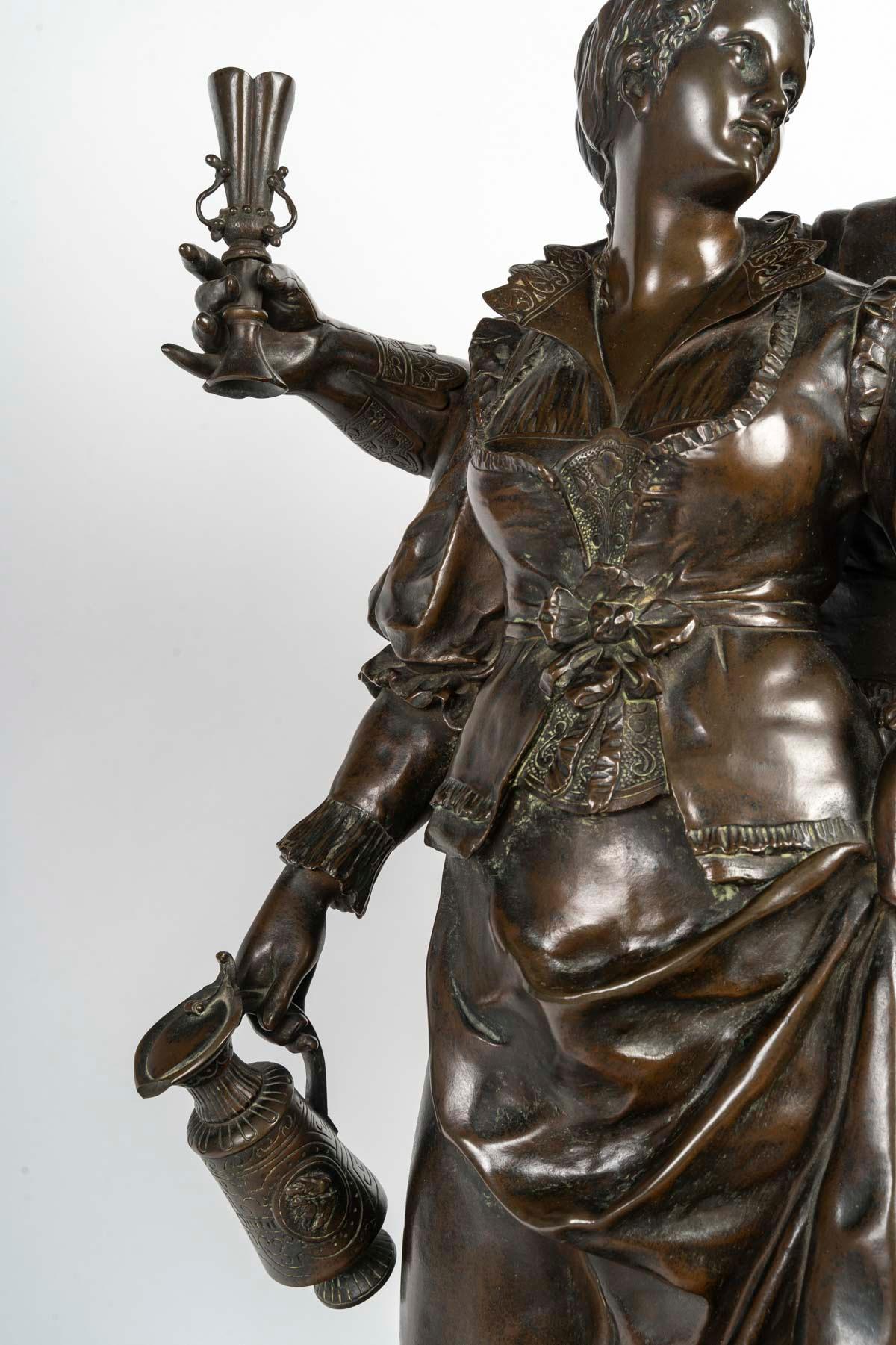 Patinated Important Bronze Sculpture by E.Picault, Napoleon III Period, 19th Century.