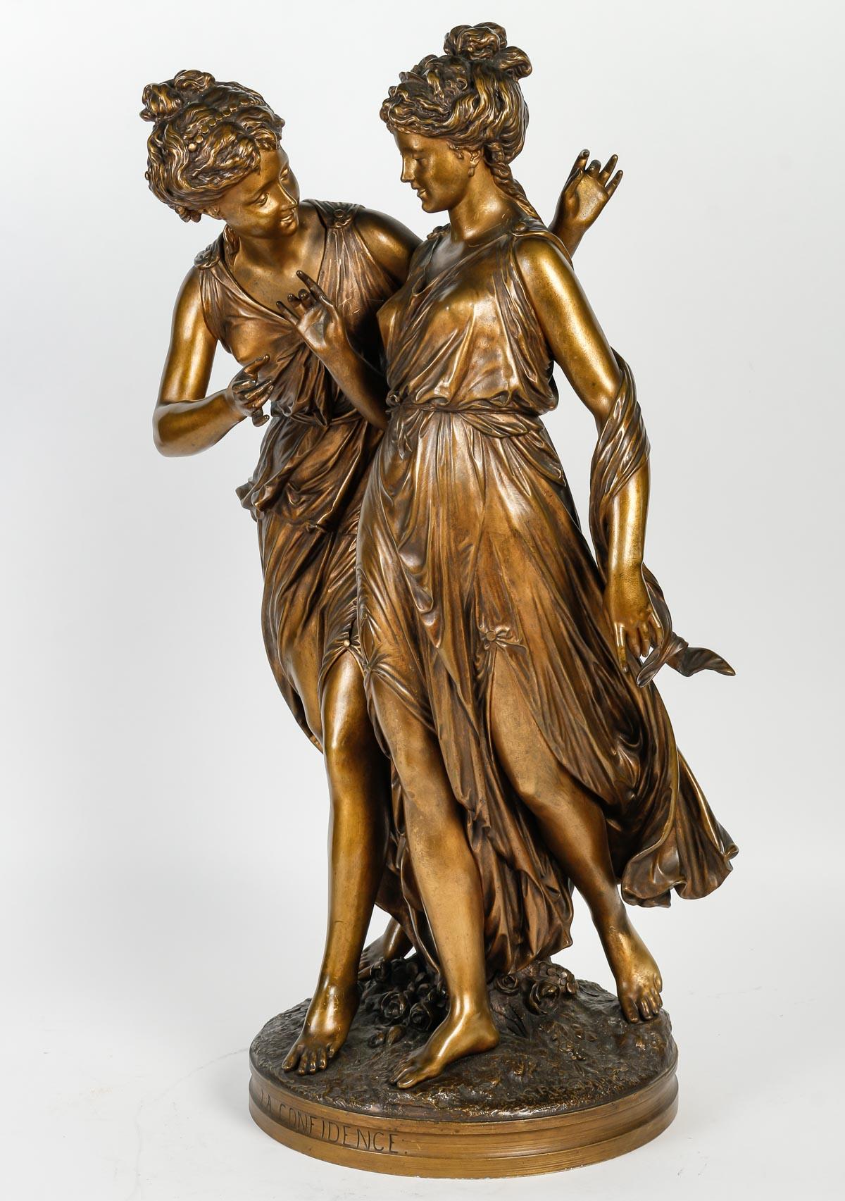 Patiné Importante sculpture en bronze de Louis Grégoire, 19e siècle. en vente