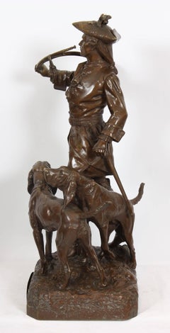 Important Bronze "The Bell Ringer and His Two Dogs" by Moreau and Lecourtier