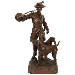 Important bronze "Le sonneur de cloches et ses deux chiens" de Moreau et Lecourtier