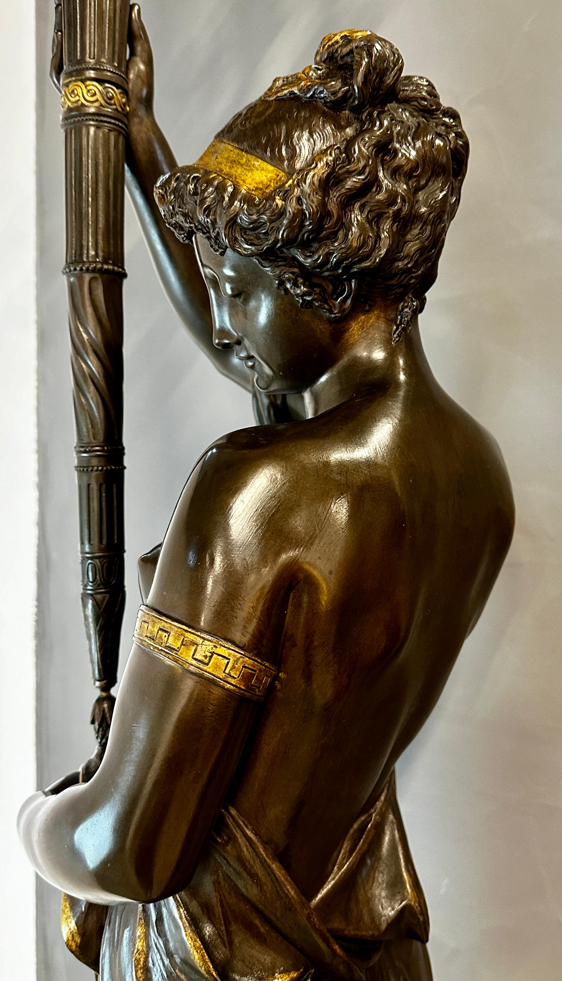 Important Bronze Torcheres by Albert Ernest Carrier Belleuse 265 cm For Sale 4