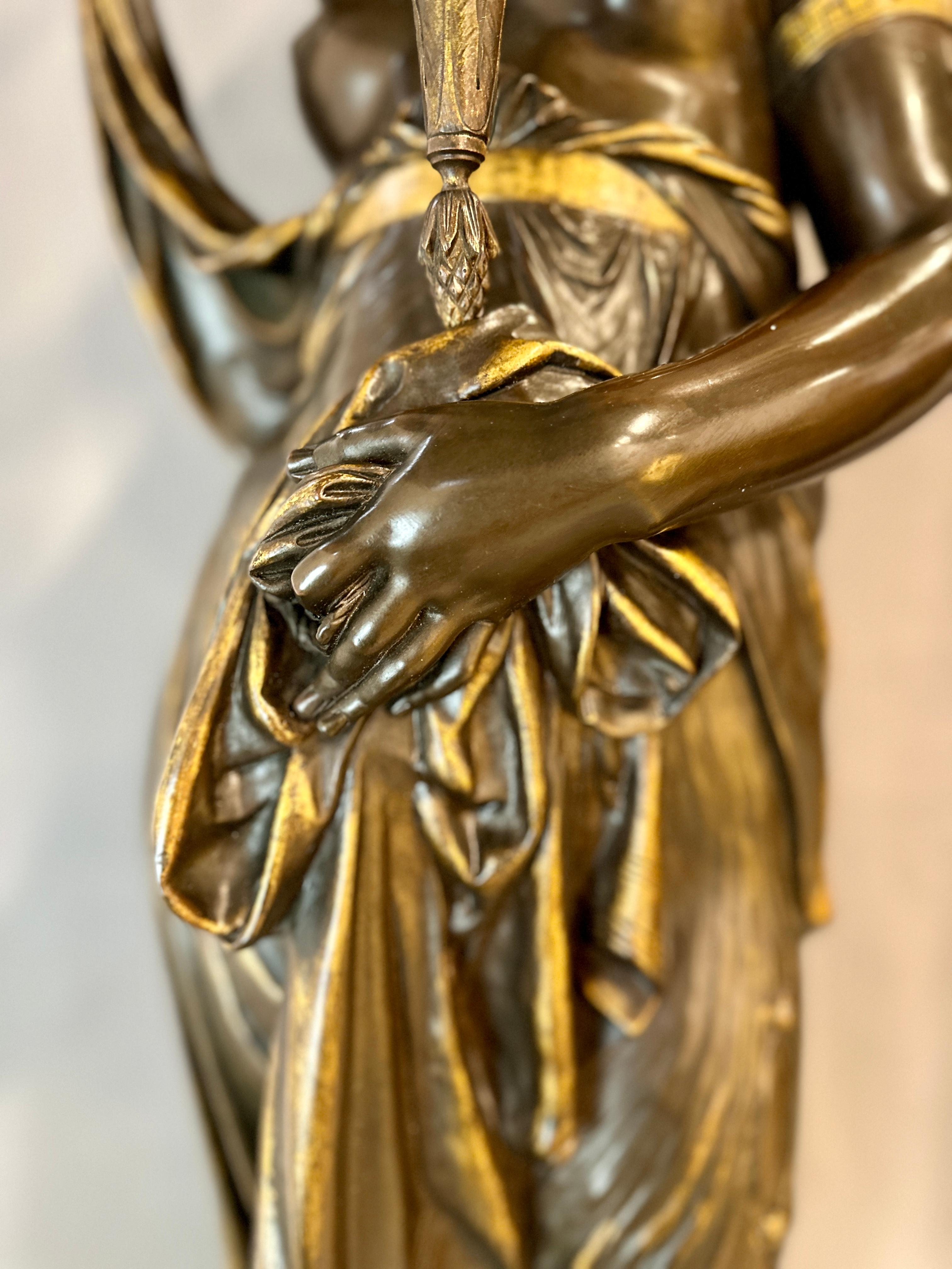Important Bronze Torcheres by Albert Ernest Carrier Belleuse 265 cm In Good Condition For Sale In OŻARÓW MAZOWIECKI, PL