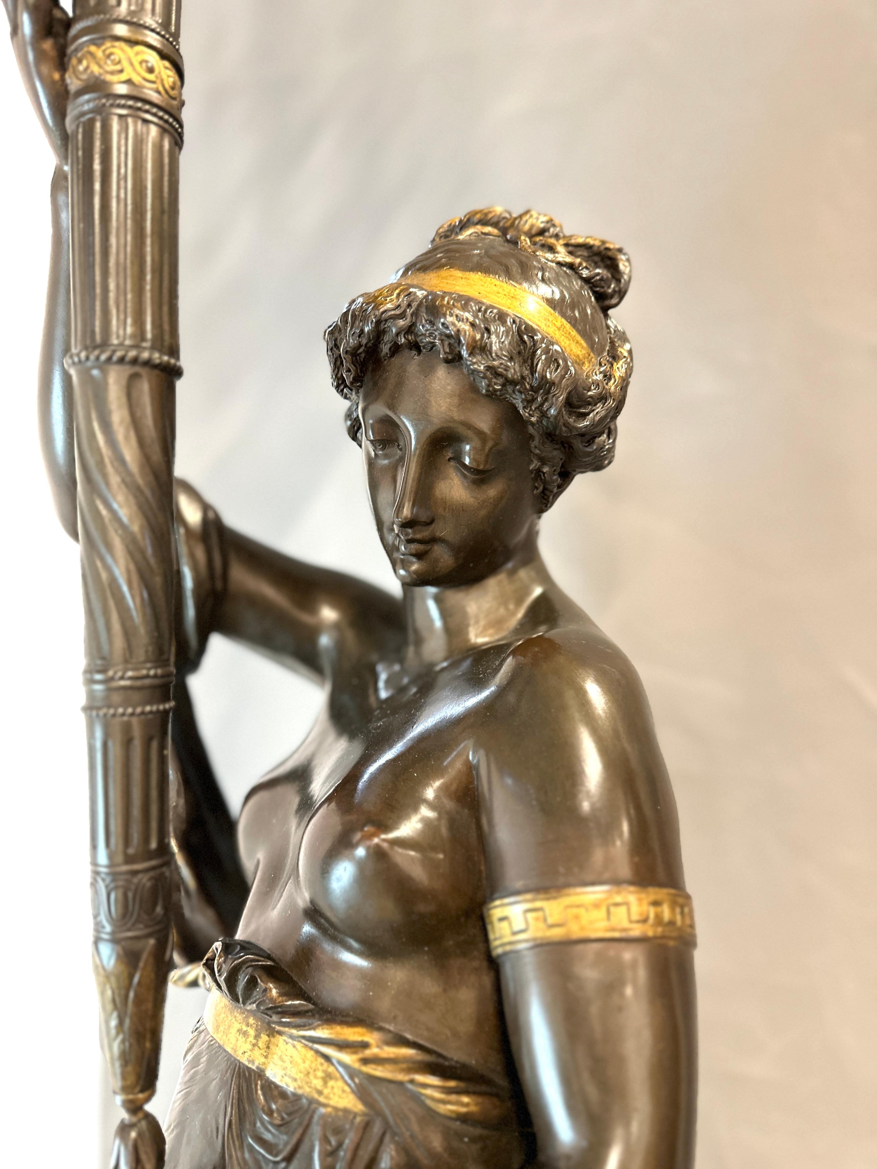 Important Bronze Torcheres by Albert Ernest Carrier Belleuse 265 cm For Sale 1