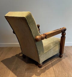 Important Brutalist Armchair In the Style of Charles Dudouy