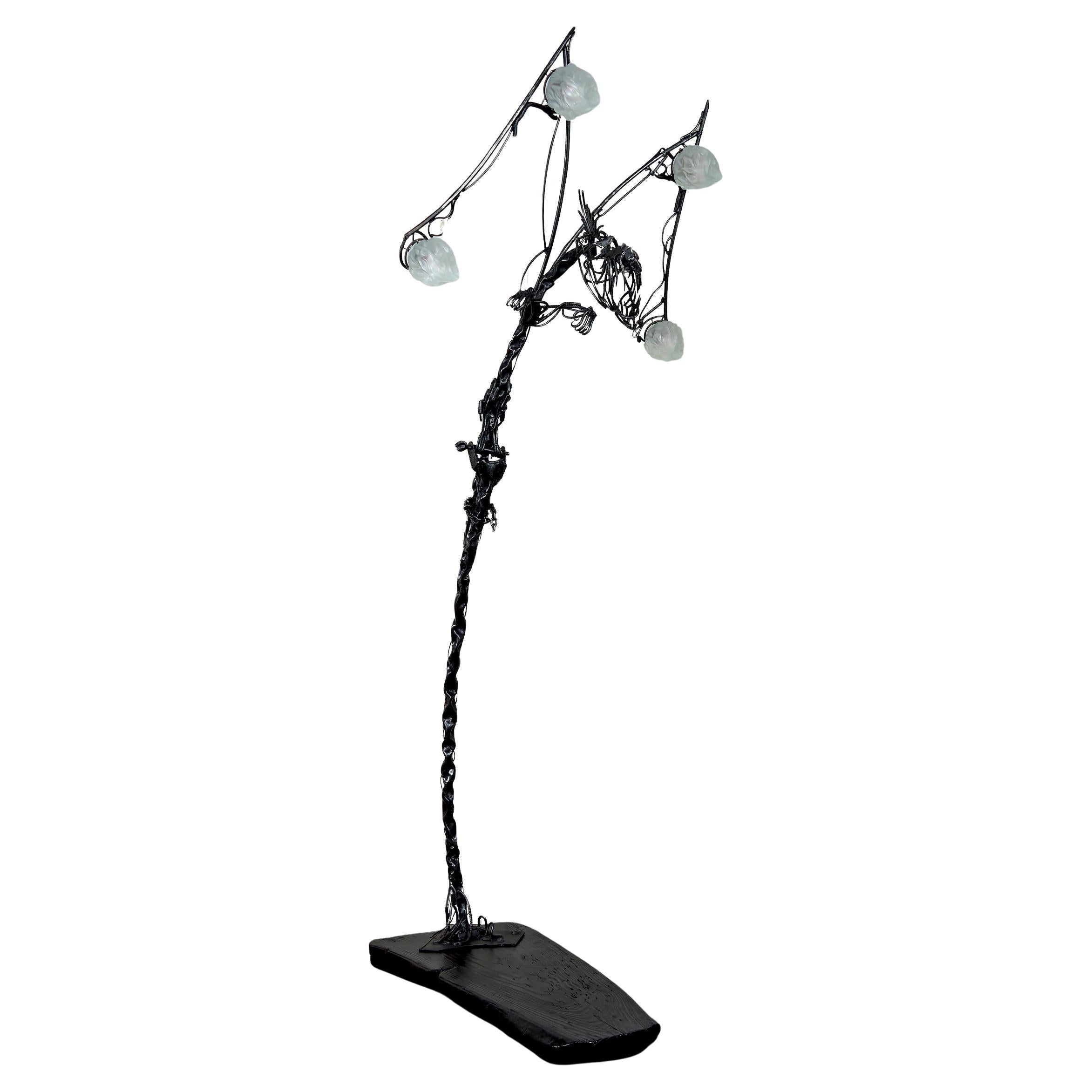 Important Brutalist Sculptural Dragon Lamp in Wrought Iron, France, 1970's For Sale