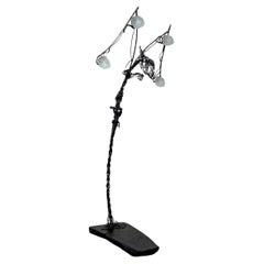 Important Brutalist Sculptural Dragon Lamp in Wrought Iron, France, 1970's
