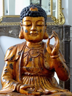 Important Buddha Gilded Wood, China, Early 20th Century