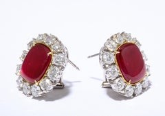 Important Burma Ruby and Diamond Earrings