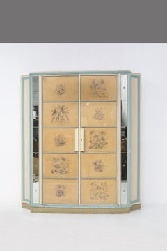 Importante mobile di Paolo Buffa produzione Arrighi in vetro e legno