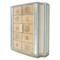 Important cabinet by Paolo Buffa production Arrighi in glass and wood