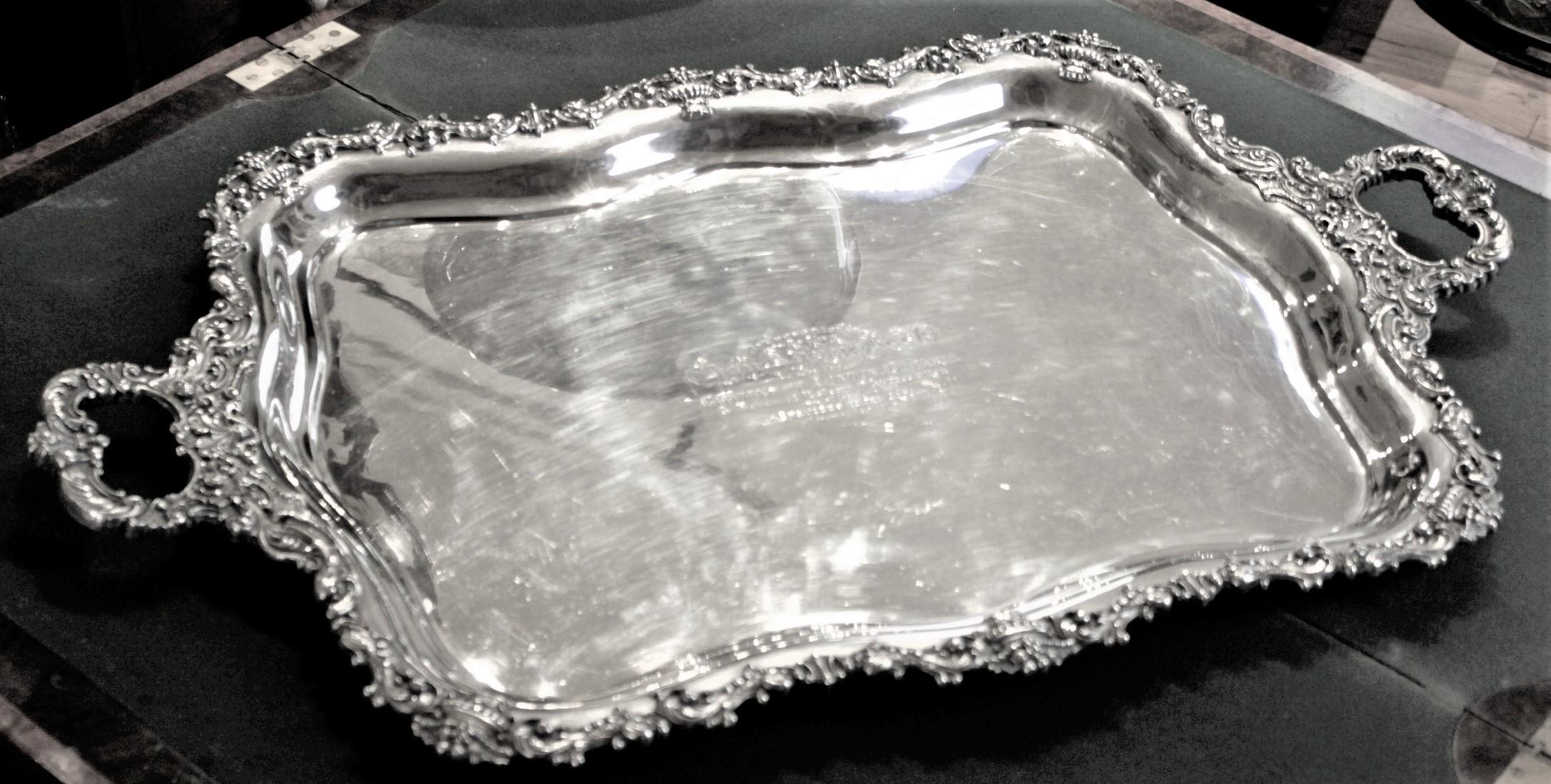 Rococo Revival Important Canadian Adam Buck Large Sterling Silver Presentation Serving Tray