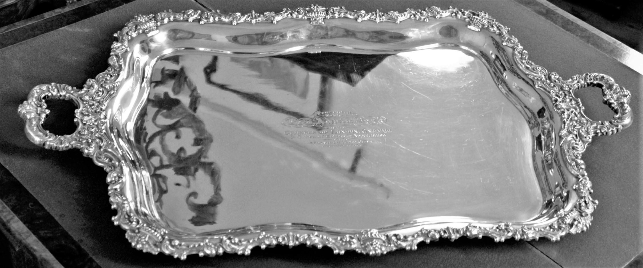 North American Important Canadian Adam Buck Large Sterling Silver Presentation Serving Tray