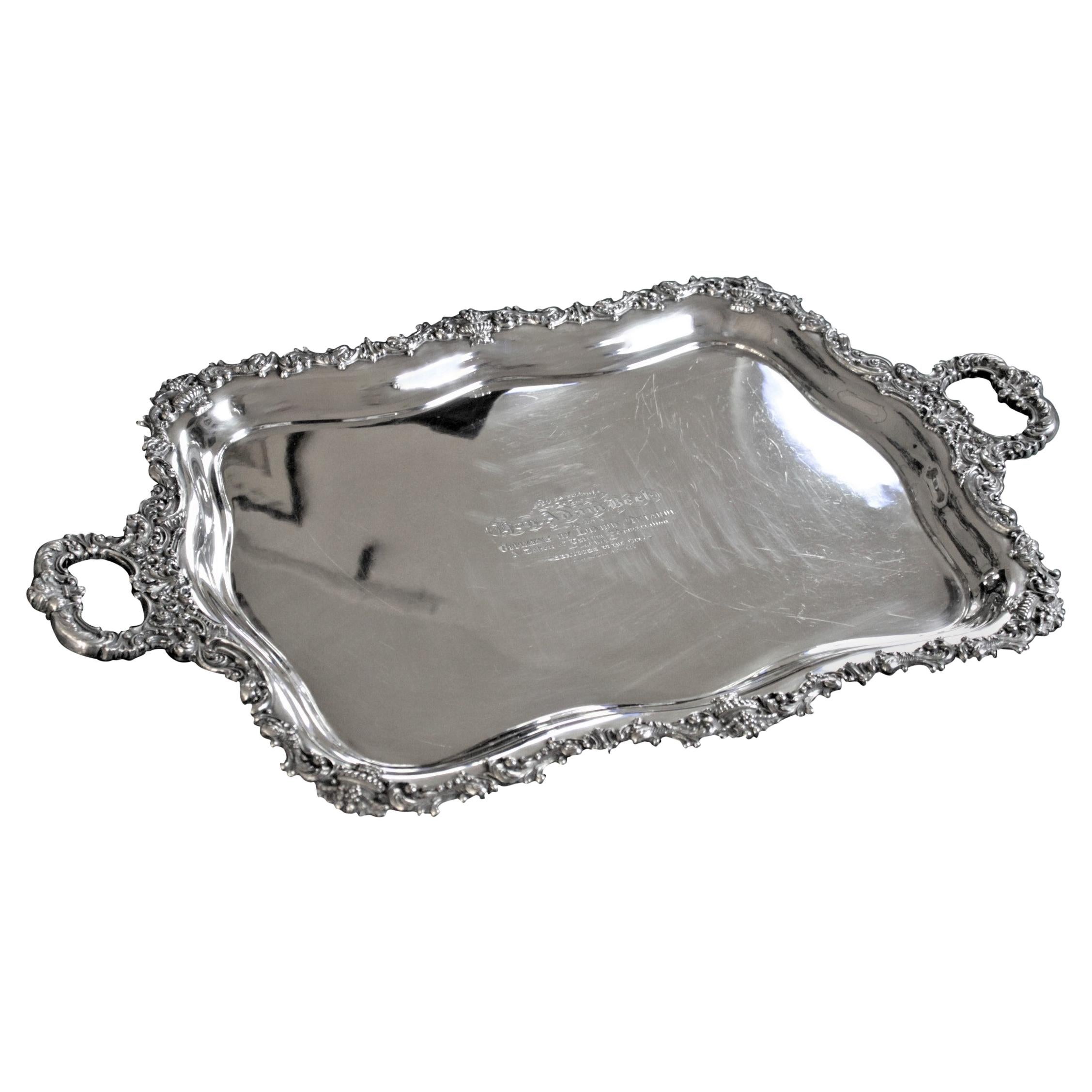 Important Canadian Adam Buck Large Sterling Silver Presentation Serving Tray