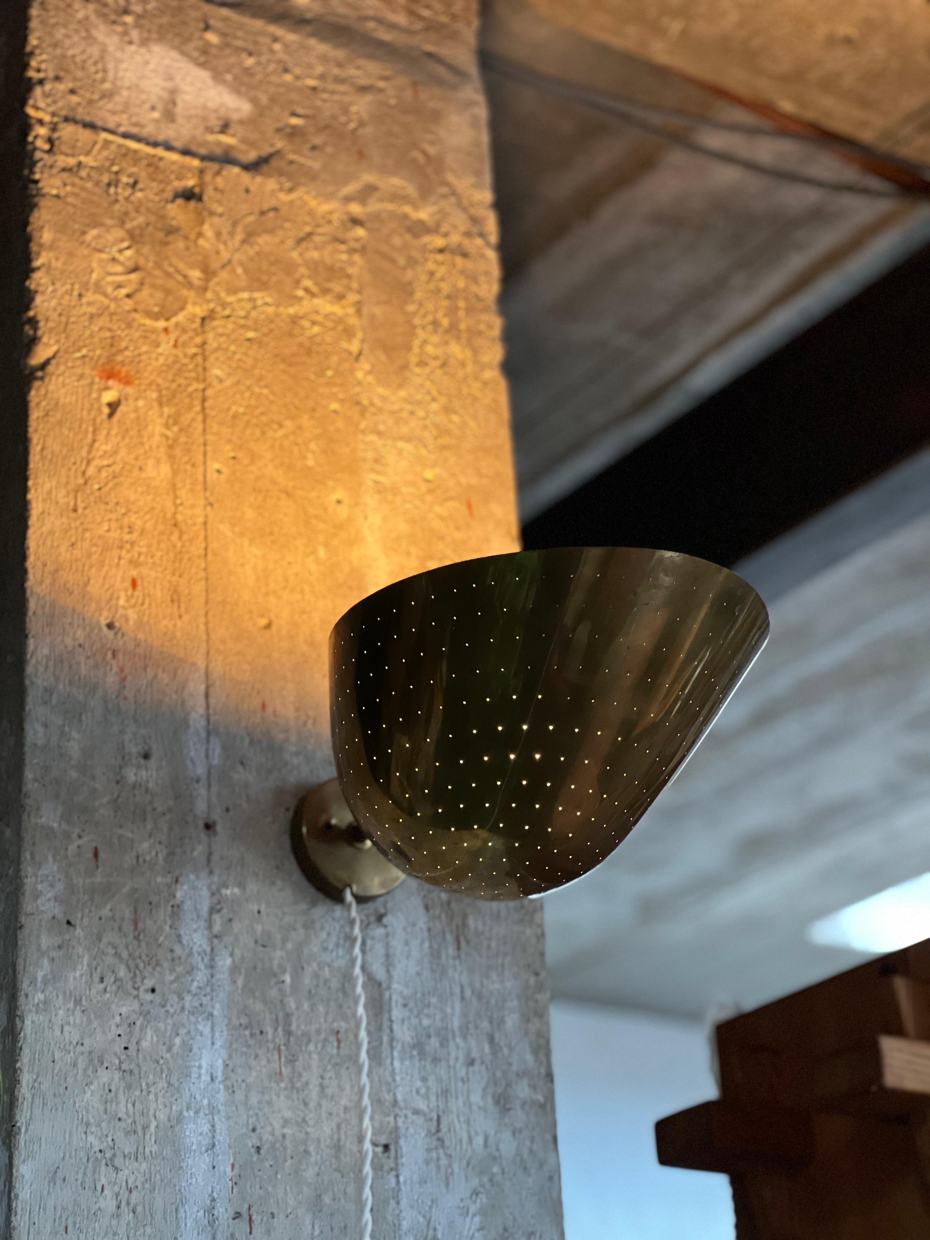 Important Carl Axel Asking brass wall lamp Sweden 1940's, Paavo tynell vibe For Sale 3