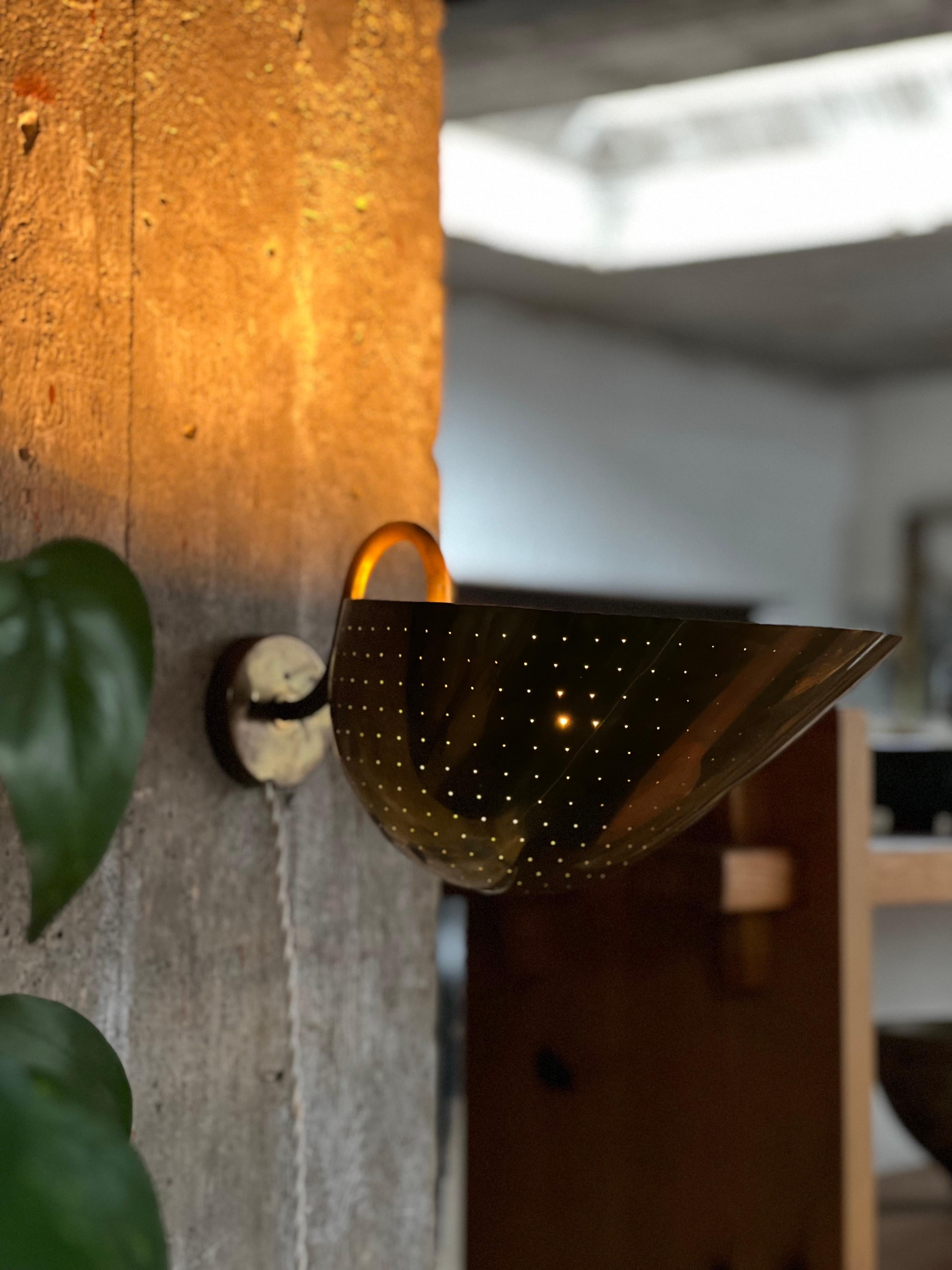 Brass Important Carl Axel Asking brass wall lamp Sweden 1940's, Paavo tynell vibe For Sale