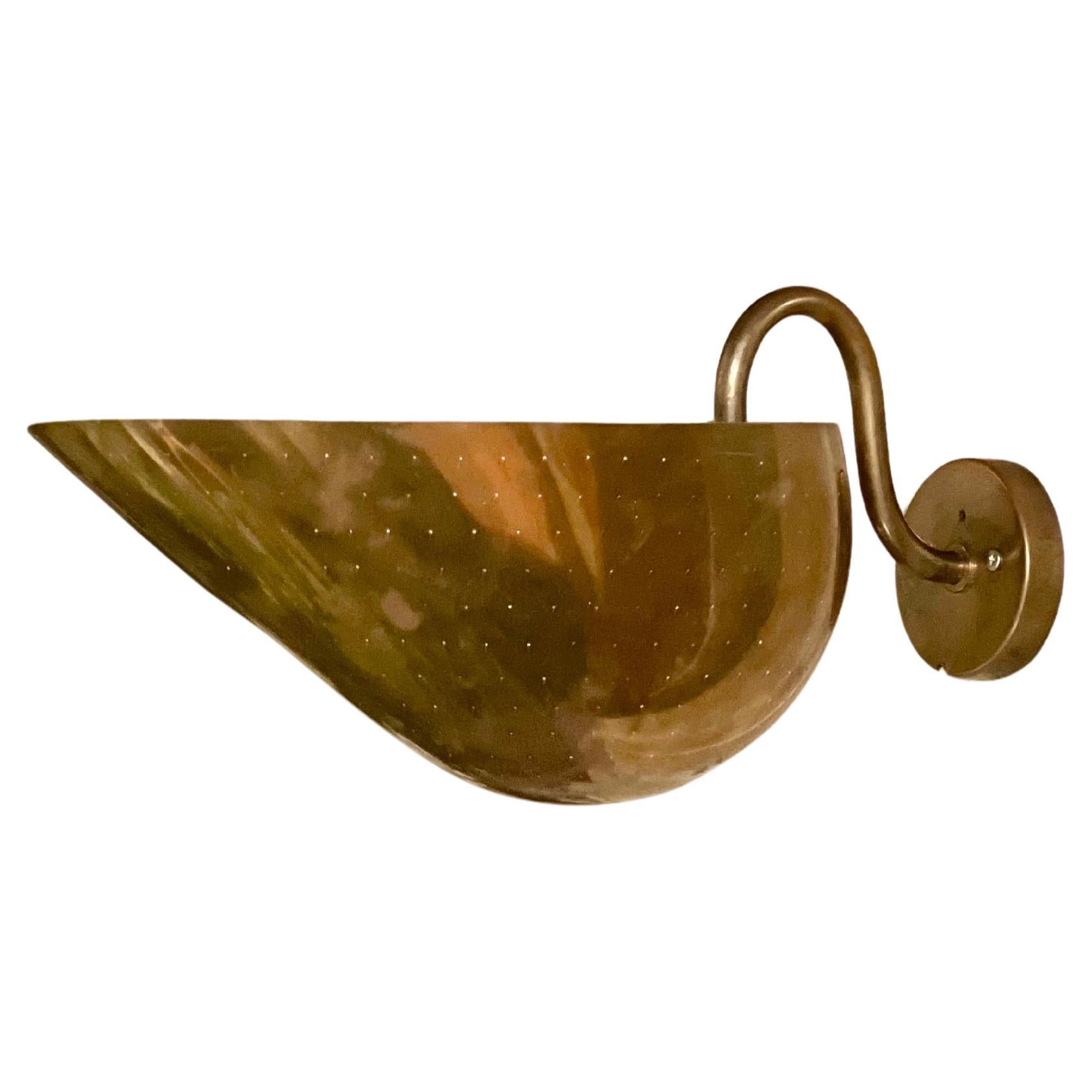 Important Carl Axel Asking brass wall lamp Sweden 1940's, Paavo tynell vibe For Sale
