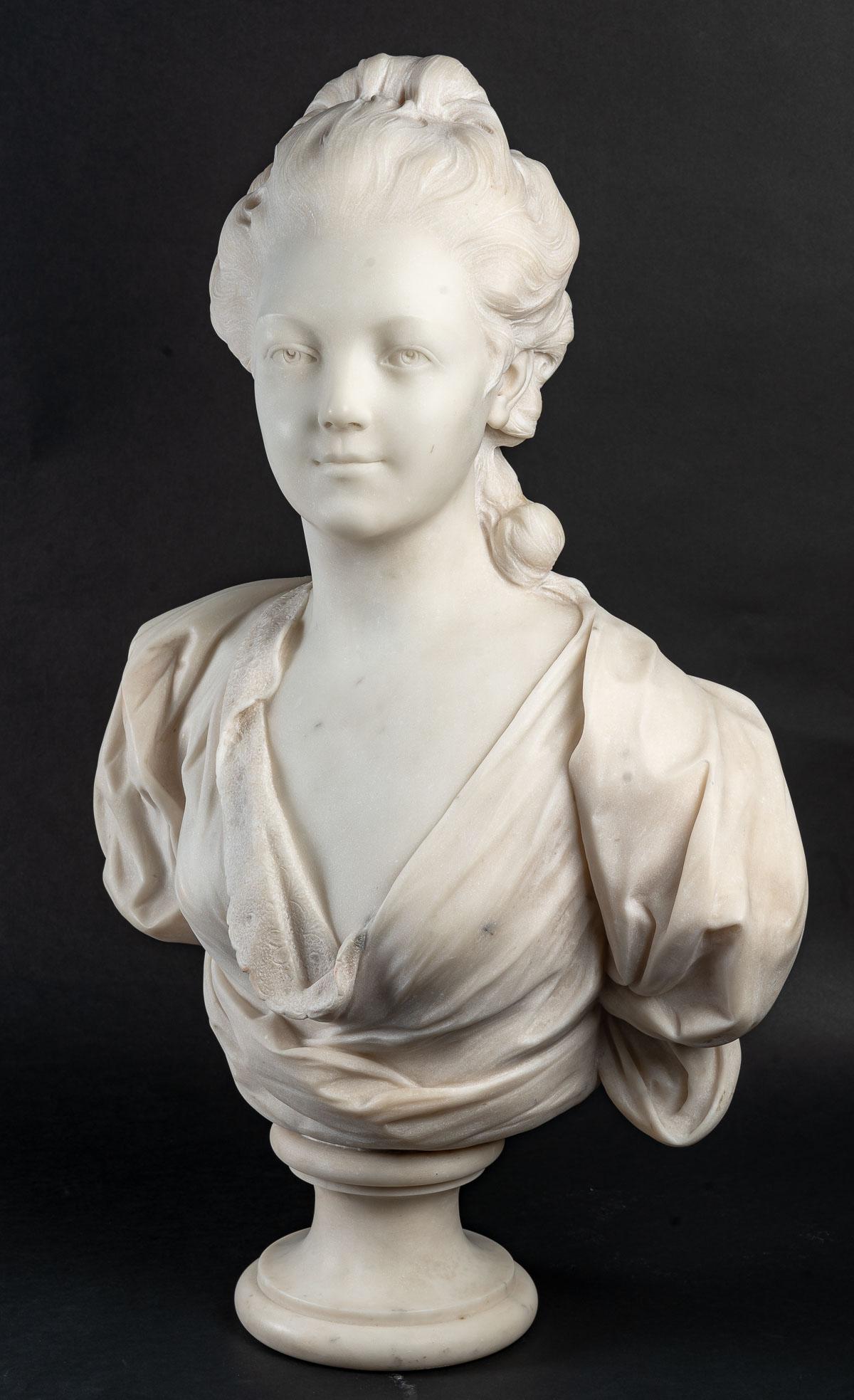 Important Carrara Marble Bust of the Countess Du Barry at 1stDibs