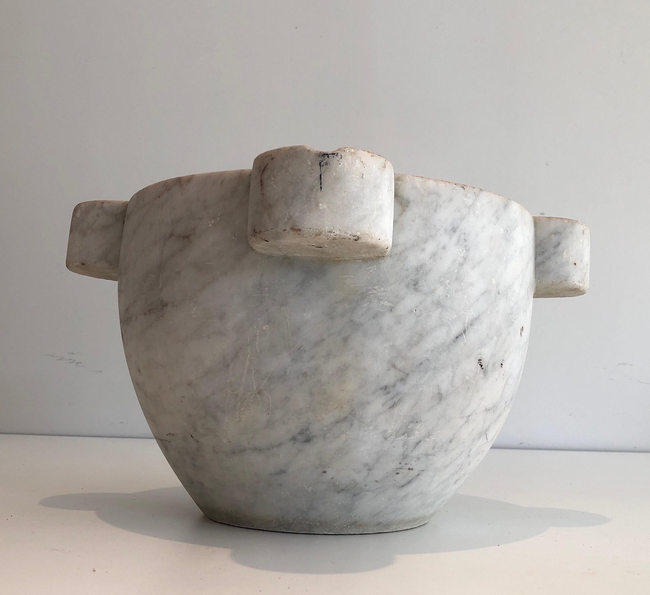 Importante Mortero de Mármol de Carrara, Francés, Siglo XVIII en venta 3