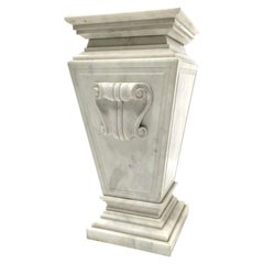 Important Carrara Marble Pedestal. Belle Époque Style. Early 20th Century