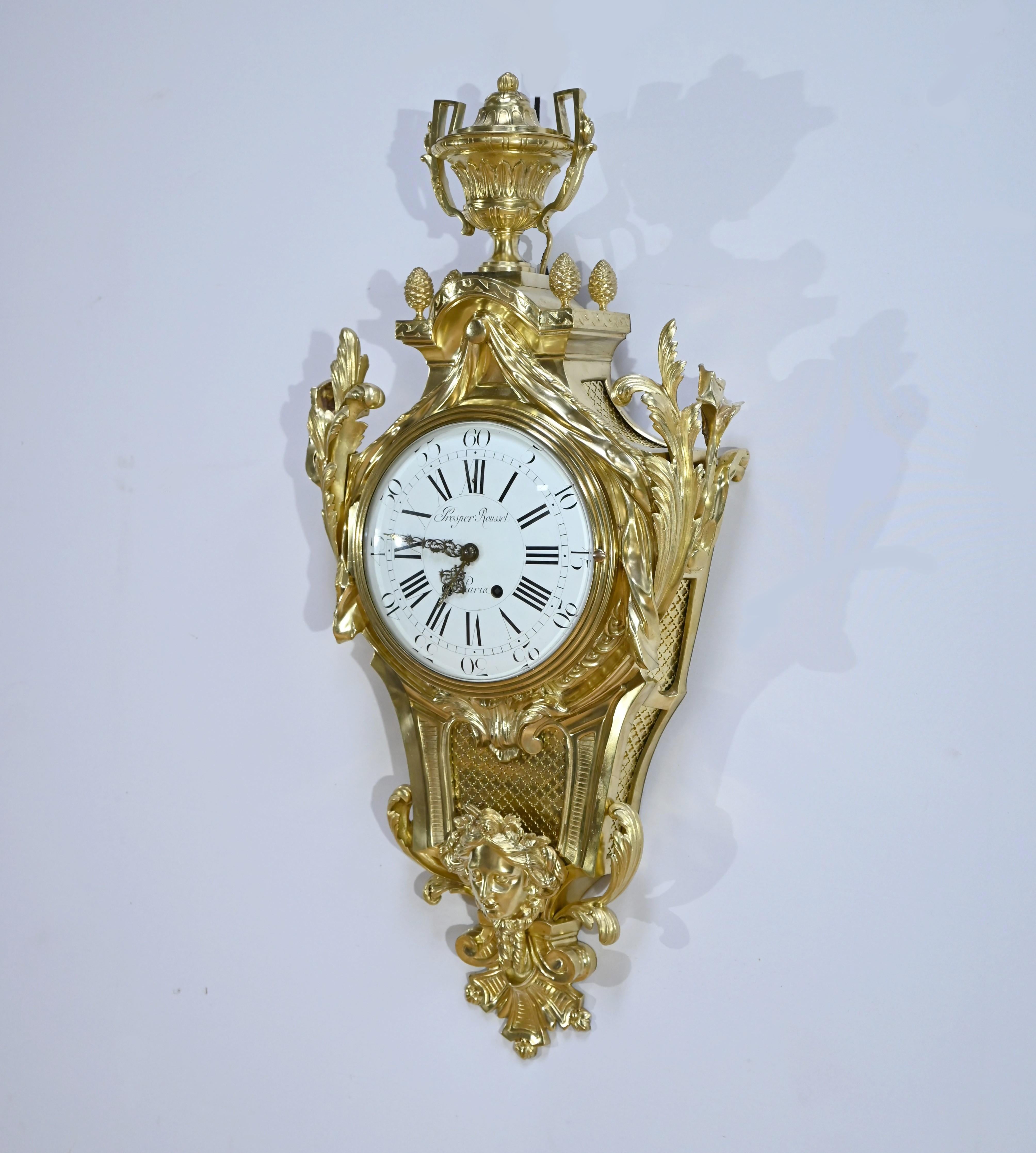 Importante Reloj de Pared de Bronce Dorado, Maison Prosper Roussel - Mediados S. XIX Francés en venta