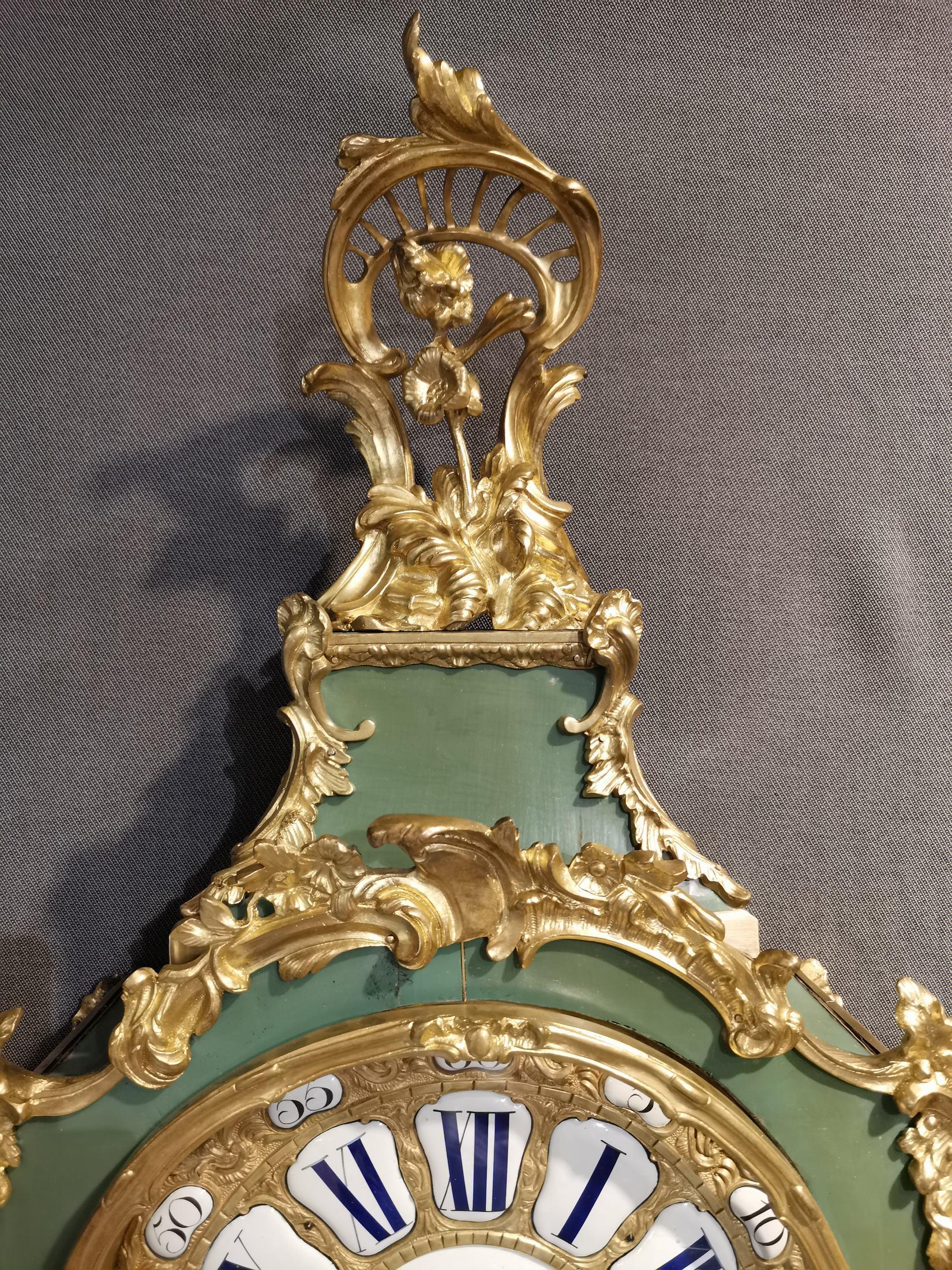 Louis XIV Important Cartel en placage de Greene & Greene Horn Gille L Aine 18e siècle en vente