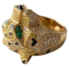 Important Cartier 9 carat Panthère 18K Ring Fancy Yellow Diamond Ring