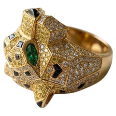 Importante anello Cartier 9 carati Panthère 18 carati Anello con diamanti gialli fantasia