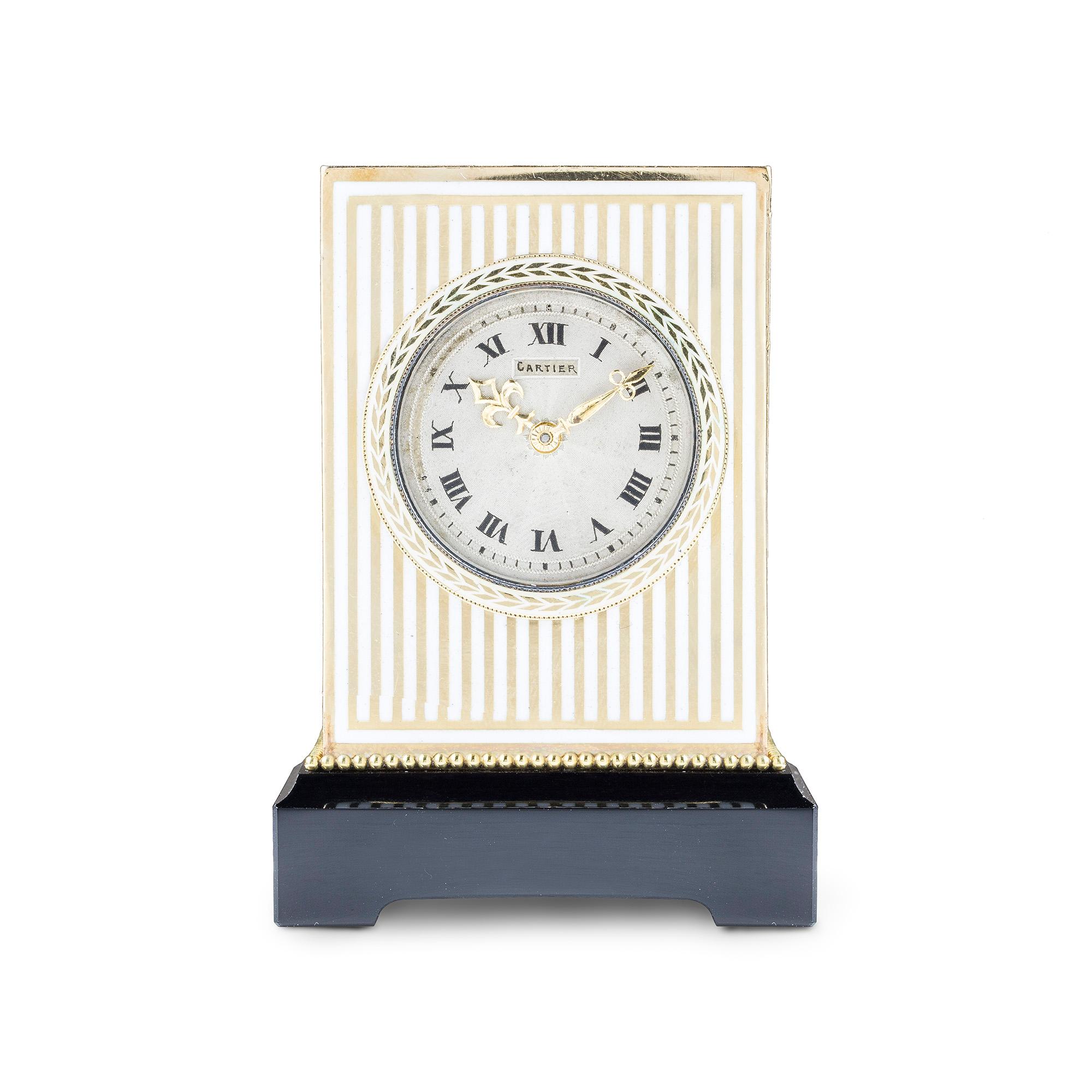 Women's or Men's Important Cartier Art Deco Yellow Gold, Onyx and Enamel Mignonette Timepiece