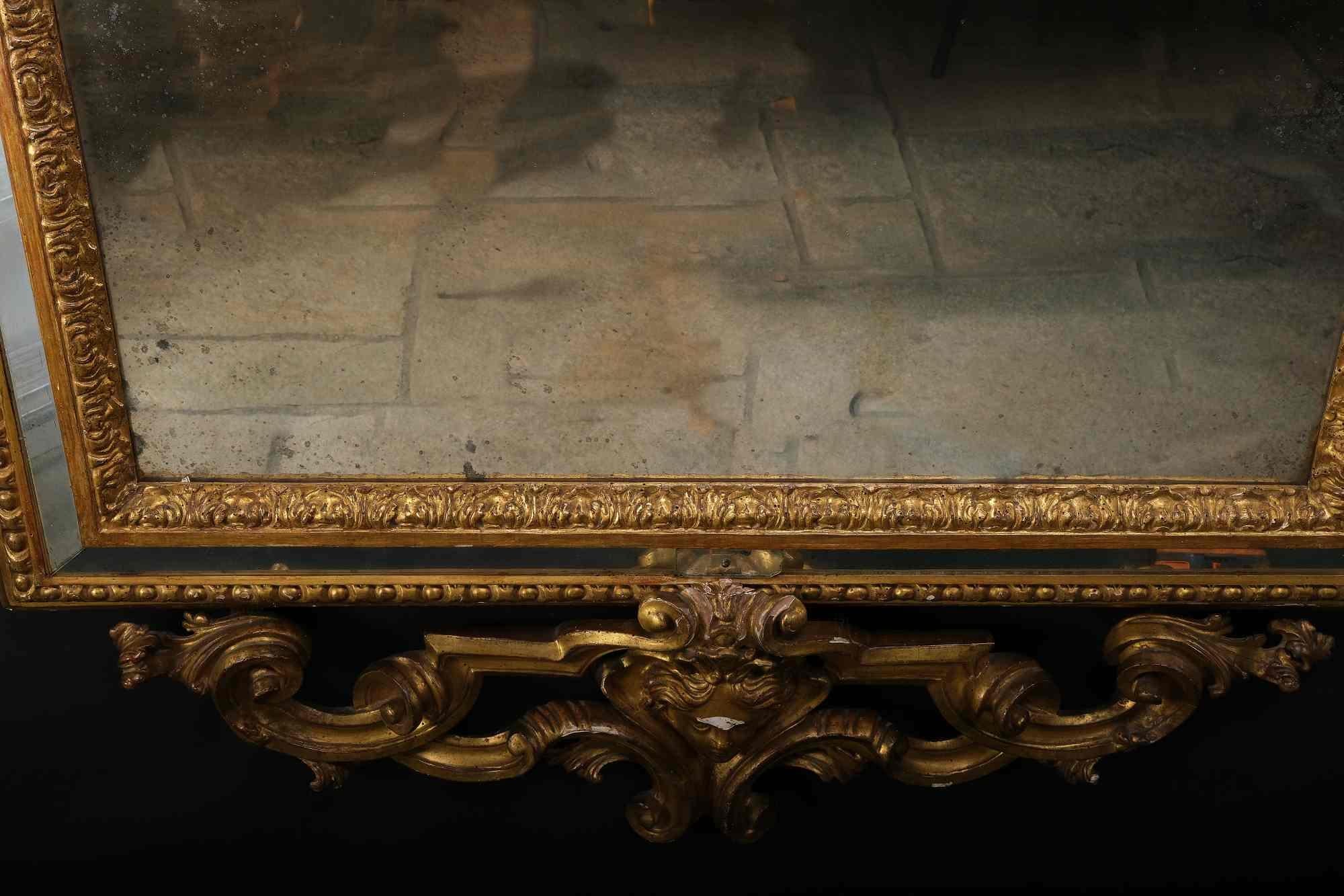 Important carved and gilded mirror, Lombardy, Italy, 1780 In Good Condition For Sale In Walkertshofen, BY