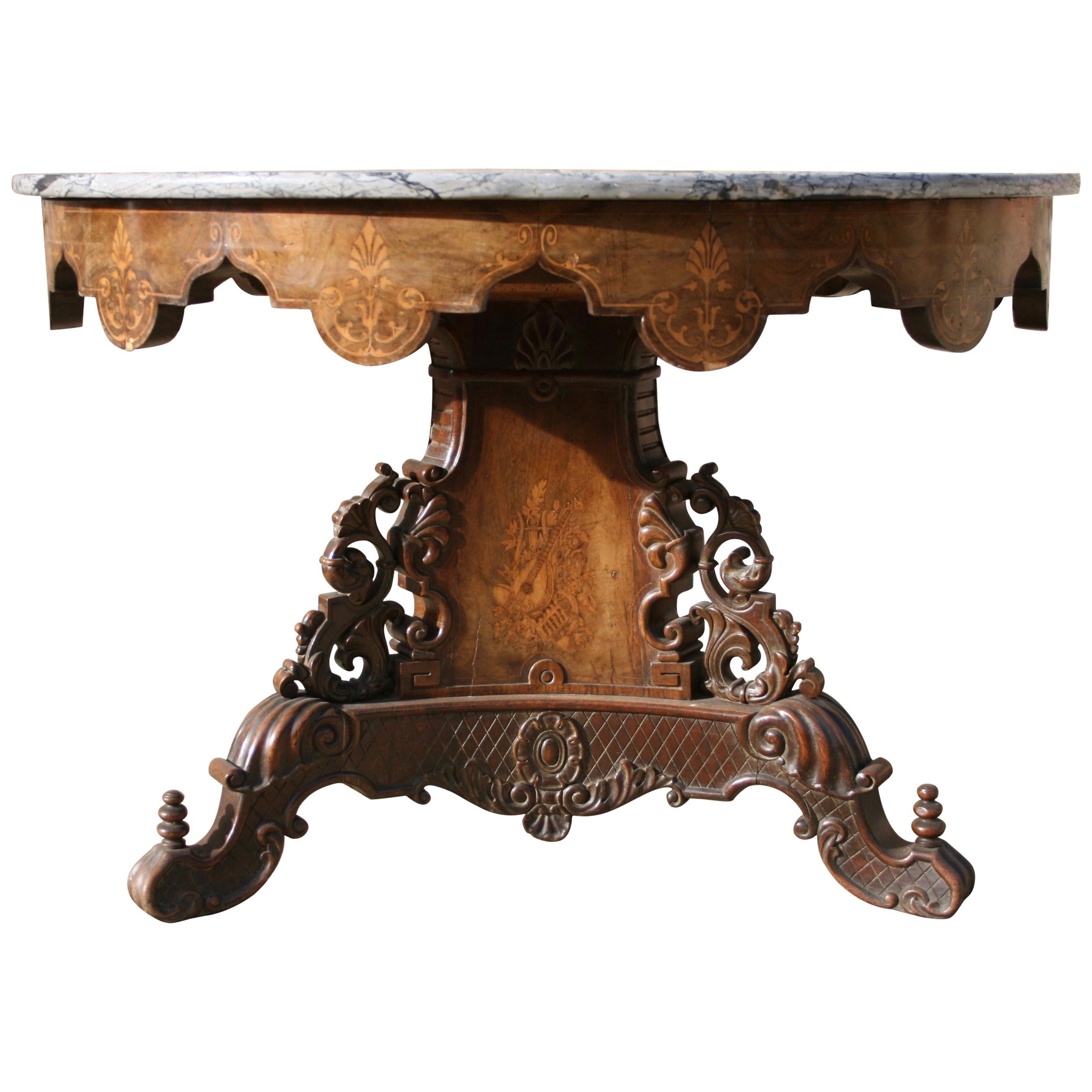 Important Carved Gueridon by Gabriele Capello, 1806-1877 For Sale