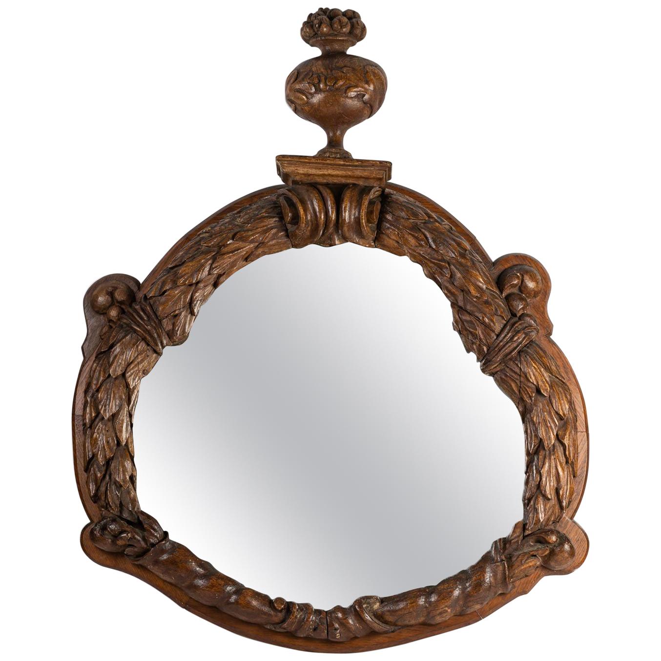 Important Carved Walnut Mirror For Sale