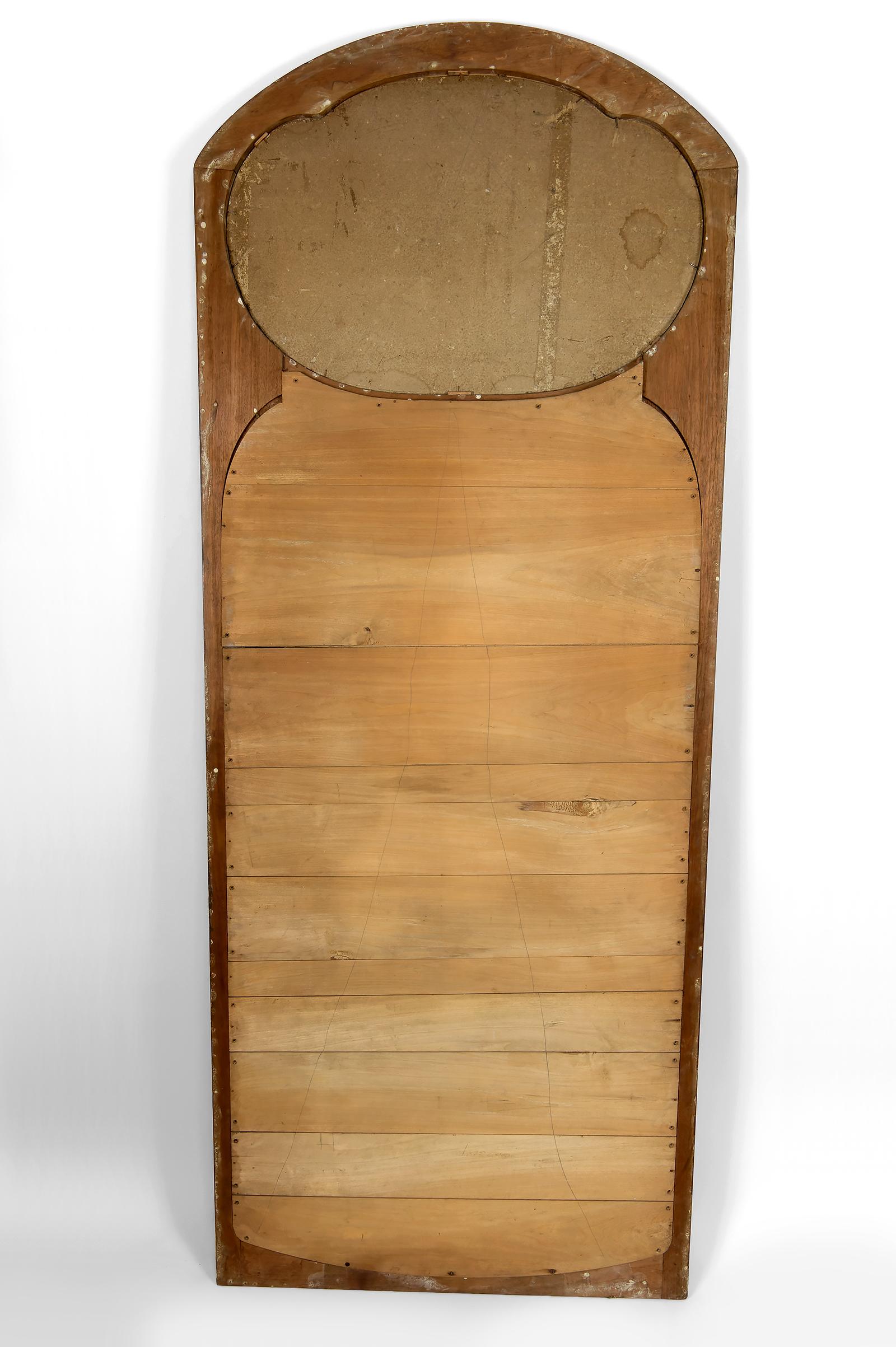 Importante specchio Trumeau in noce intagliato, Art Nouveau, Francia, Circa 1900 in vendita 9