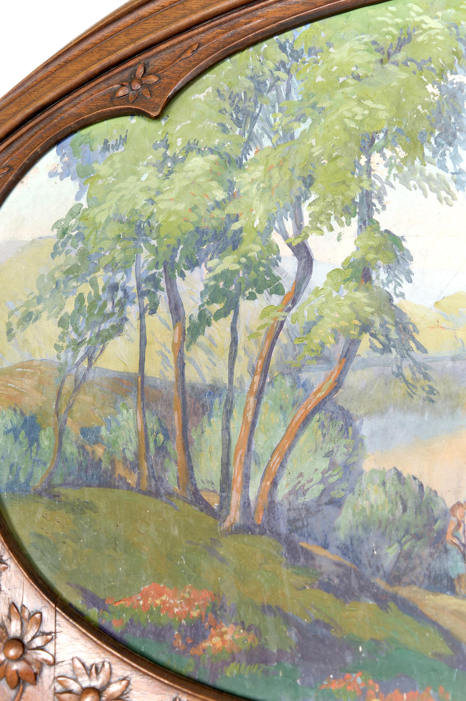 Importante specchio Trumeau in noce intagliato, Art Nouveau, Francia, Circa 1900 in vendita 1