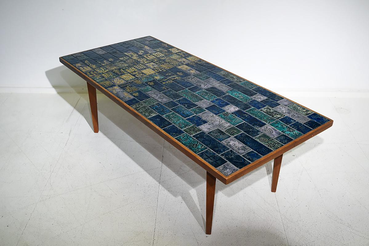 Mid-Century Modern Important Ceramic Coffee Table by Bjorn Wiinblad for Haslev, circa 1950 For Sale