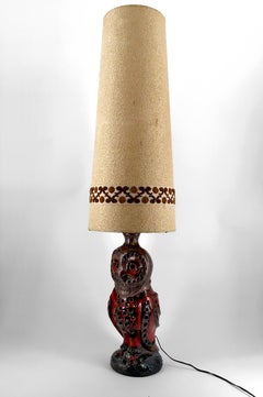 Important Ceramic Floor Lamp / Lampadaire Owl by Walter Gerhards, Circa 1960-70