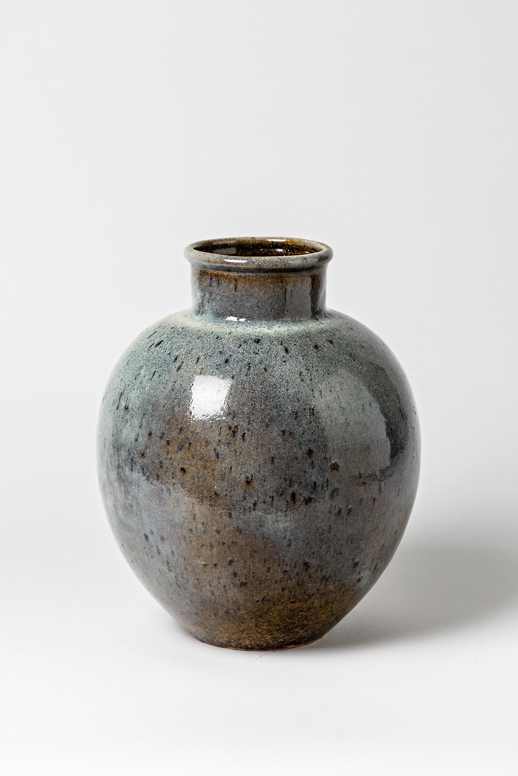 French Important Ceramic Vase by François Eve, circa 1980-1990