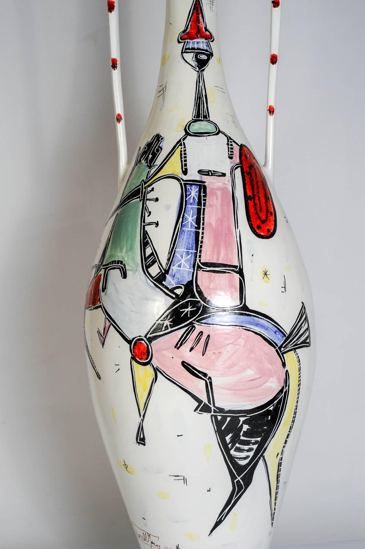Italian Important Ceramic Vase Signed N Narell Jaro For Sale