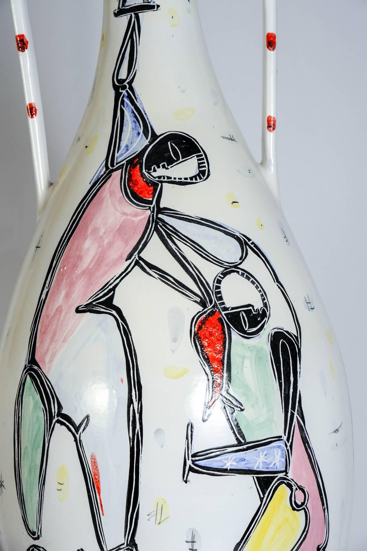 Mid-20th Century Important Ceramic Vase Signed N Narell Jaro For Sale