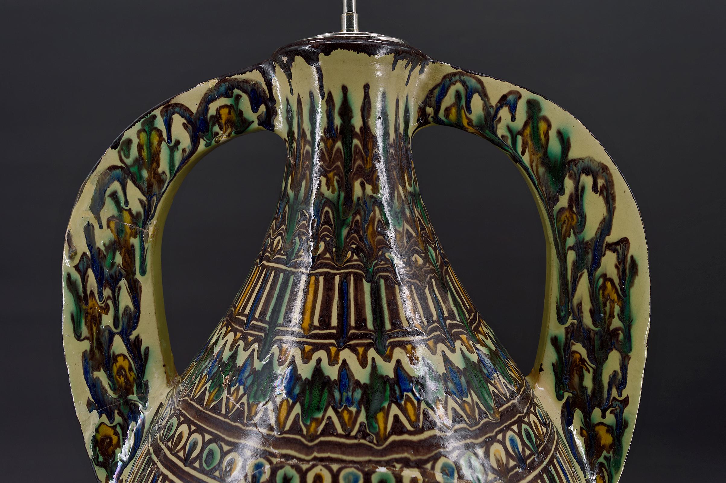 Wichtige Keramikvase als Lampe montiert, von El-Kharraz, Nabeul, Tunesien, 1900er Jahre im Angebot 5