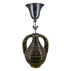 Important ceramic vase mounted as a lamp, By El-Kharraz, Nabeul, Tunisia, 1900's