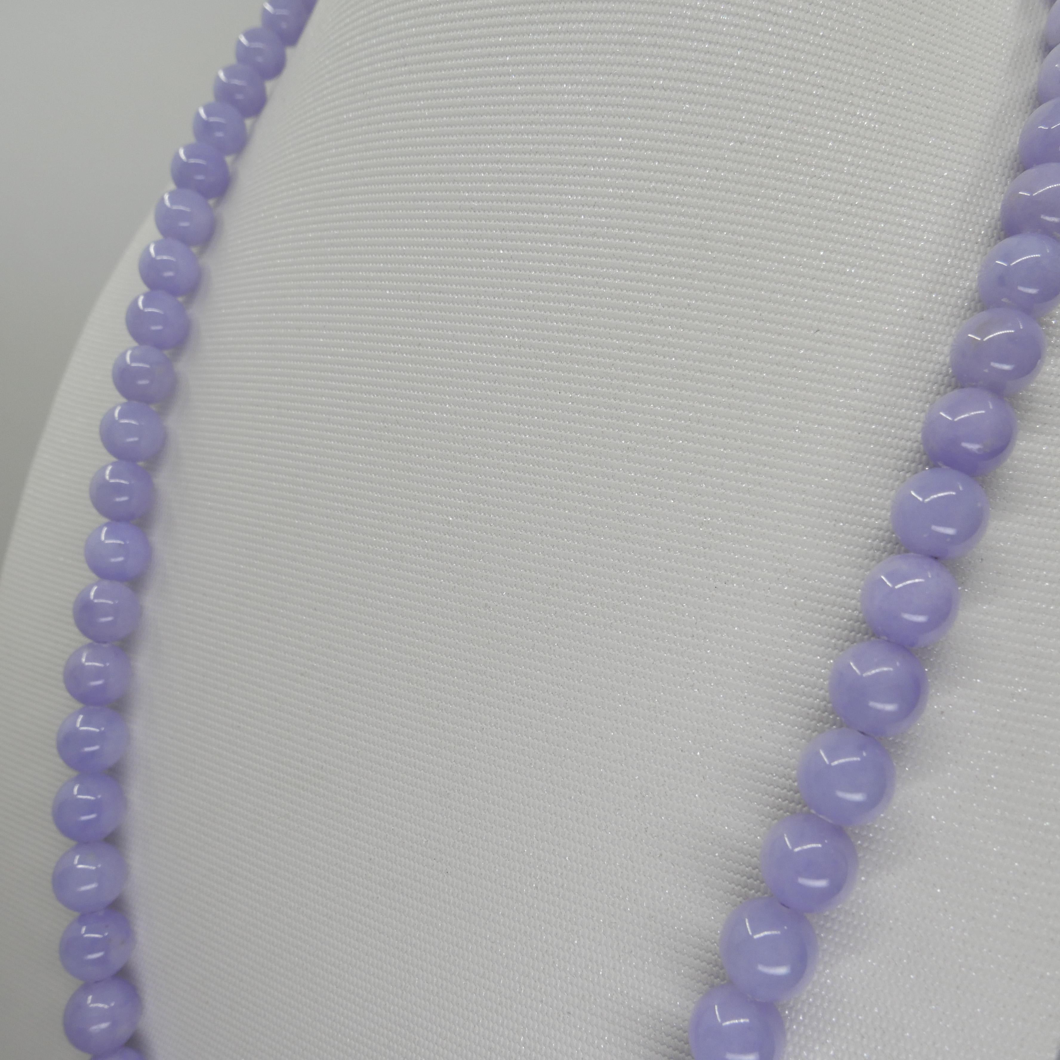Important Certified 313 Carats Lavender Jade Beads & Diamond Necklace 3